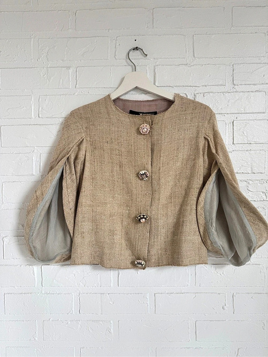 Maurizio Pecoraro Jackets & Blazers - Maurizio Pecoraro Silk Blend Jeweled Button Jacket IT 38
